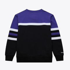 Black/Purple Utah Jazz Hardwood Classics Vintage Logo Head Coach Pullover Sweatshirt | NBA