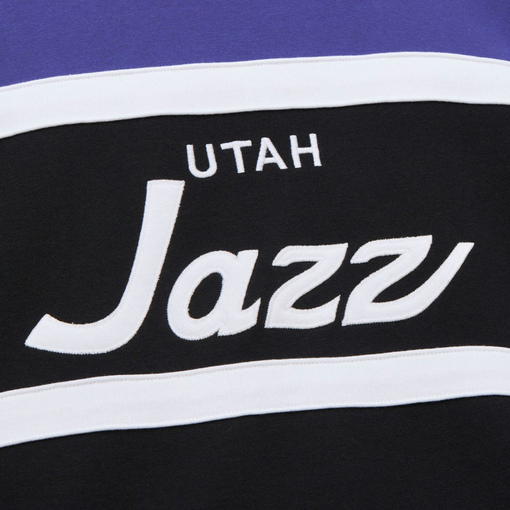 Black/Purple Utah Jazz Hardwood Classics Vintage Logo Head Coach Pullover Sweatshirt | NBA