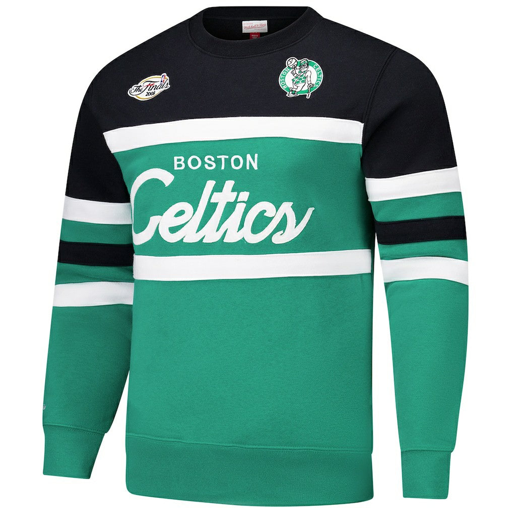 Kelly Green/Black Boston Celtics Hardwood Classics Vintage Logo Head Coach Pullover Sweatshirt | NBA