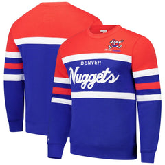 Royal/Red Denver Nuggets Hardwood Classics Vintage Logo Head Coach Pullover Sweatshirt sale | NBA