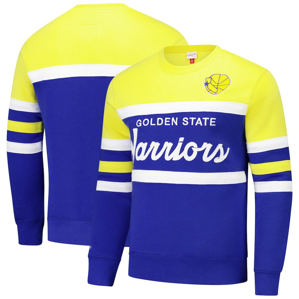 Royal/Gold Golden State Warriors Hardwood Classics Vintage Logo Head Coach Pullover Sweatshirt sale | NBA