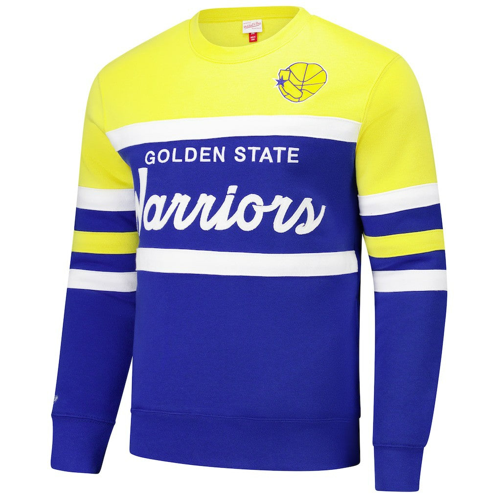 Royal/Gold Golden State Warriors Hardwood Classics Vintage Logo Head Coach Pullover Sweatshirt sale | NBA