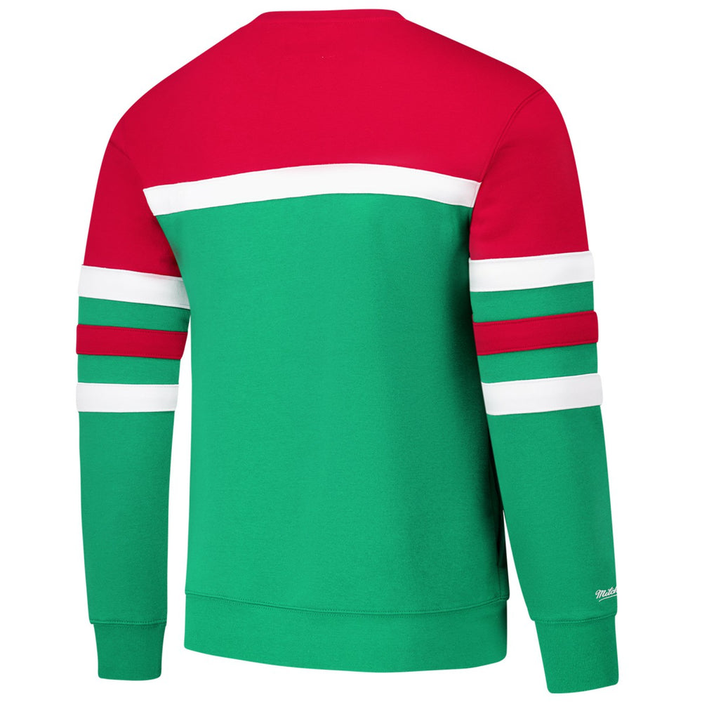 Green/Red Milwaukee Bucks Hardwood Classics Vintage Logo Head Coach Pullover Sweatshirt | NBA