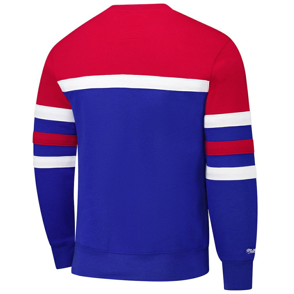 Royal/Red Philadelphia 76ers Hardwood Classics Vintage Logo Head Coach Pullover Sweatshirt | NBA