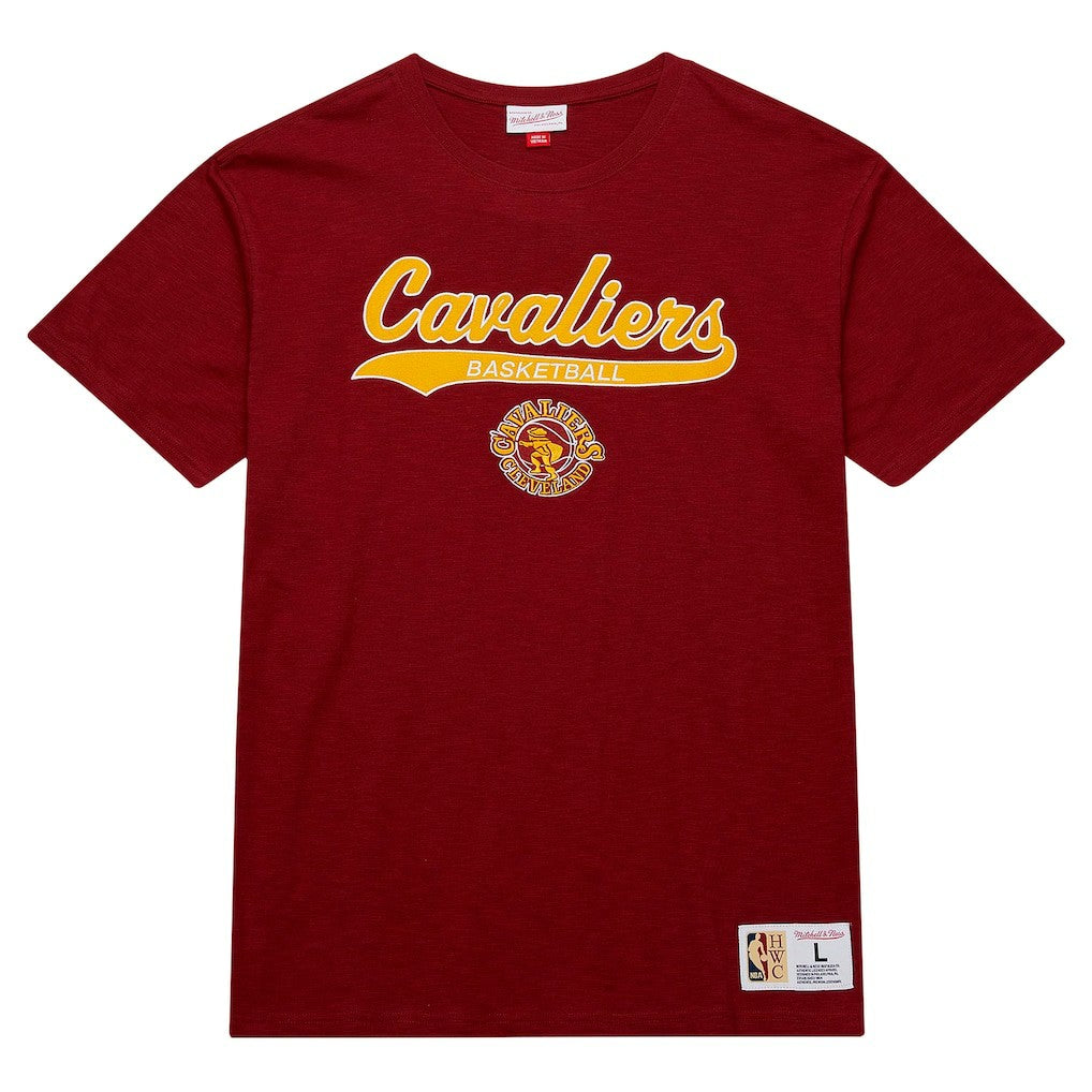 Wine Cleveland Cavaliers Hardwood Classics Felt Applique Slub T-Shirt sale | NBA