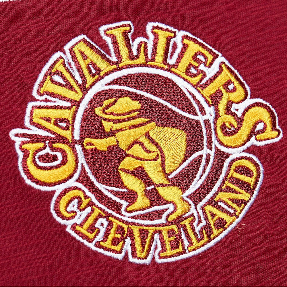 Wine Cleveland Cavaliers Hardwood Classics Felt Applique Slub T-Shirt sale | NBA