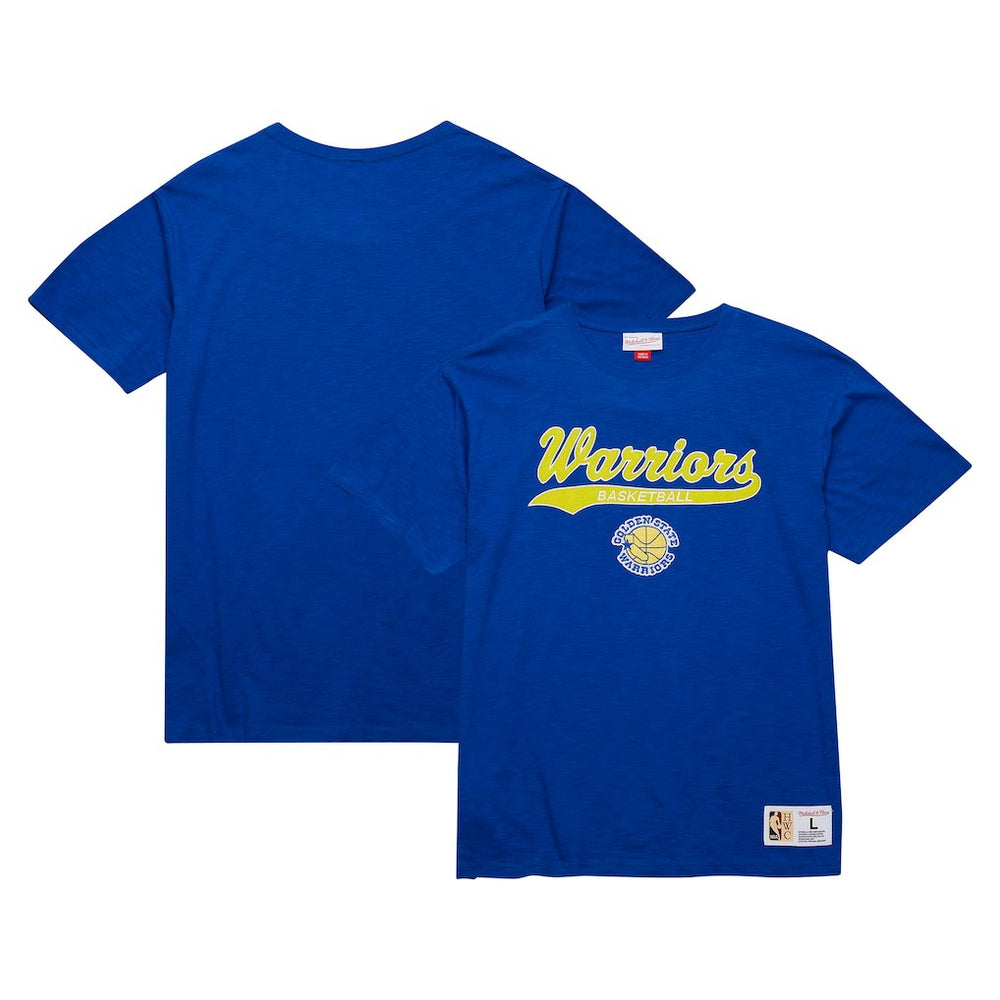 Royal Golden State Warriors Hardwood Classics Felt Applique Slub T-Shirt sale | NBA