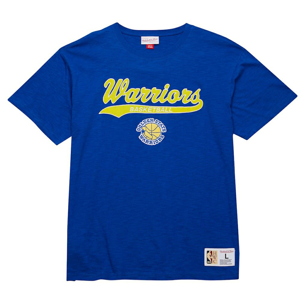 Royal Golden State Warriors Hardwood Classics Felt Applique Slub T-Shirt sale | NBA