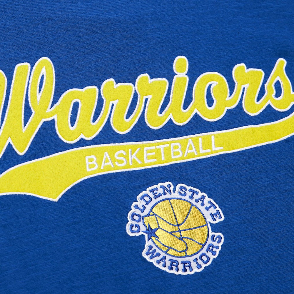 Royal Golden State Warriors Hardwood Classics Felt Applique Slub T-Shirt sale | NBA