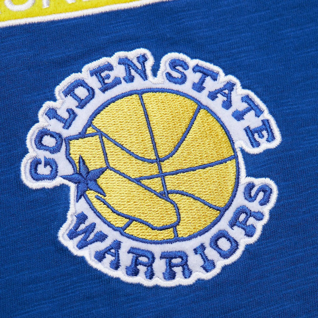 Royal Golden State Warriors Hardwood Classics Felt Applique Slub T-Shirt sale | NBA