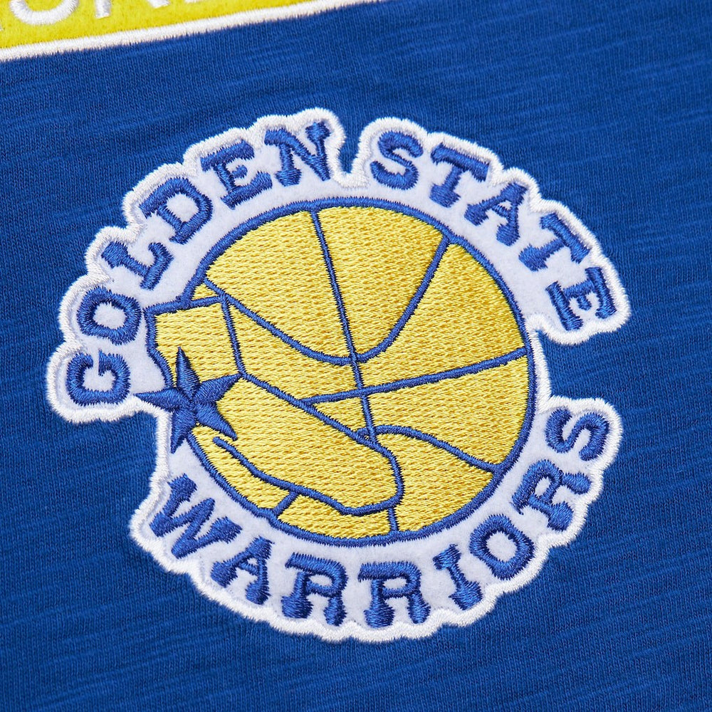 Royal Golden State Warriors Hardwood Classics Felt Applique Slub T-Shirt sale | NBA