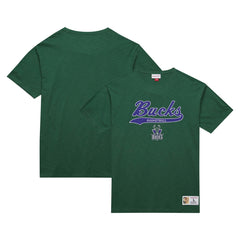 Green Milwaukee Bucks Hardwood Classics Felt Applique Slub T-Shirt | NBA