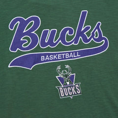 Green Milwaukee Bucks Hardwood Classics Felt Applique Slub T-Shirt | NBA