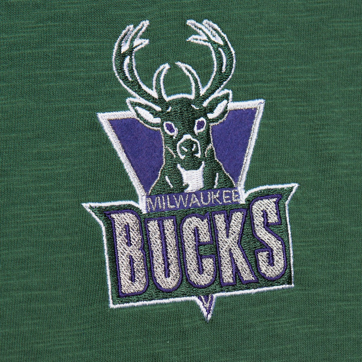 Green Milwaukee Bucks Hardwood Classics Felt Applique Slub T-Shirt | NBA