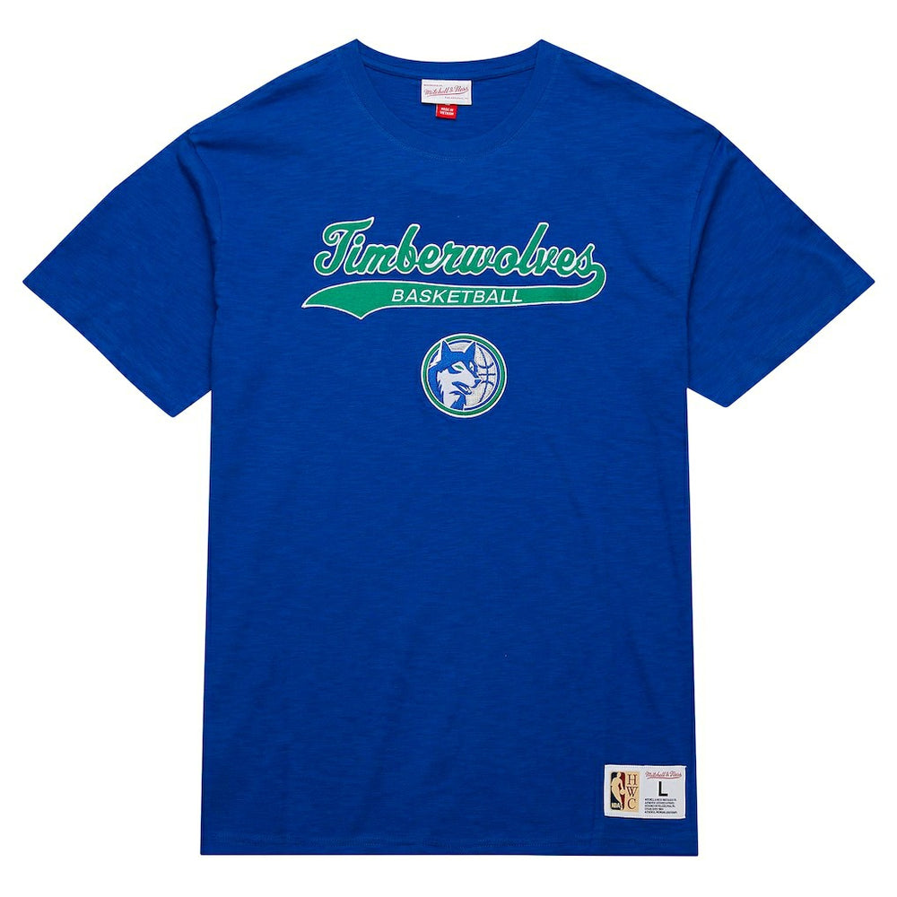 Blue Minnesota Timberwolves Hardwood Classics Felt Applique Slub T-Shirt | NBA
