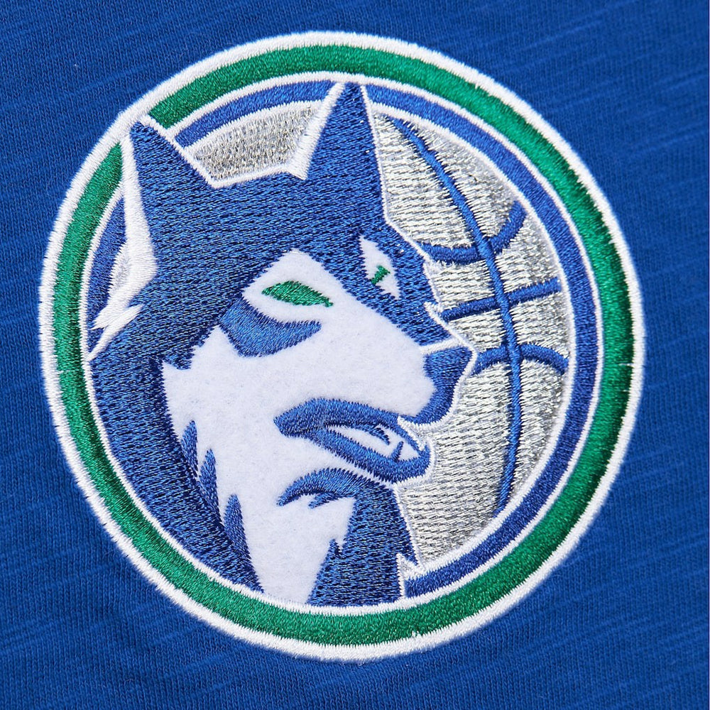 Blue Minnesota Timberwolves Hardwood Classics Felt Applique Slub T-Shirt | NBA