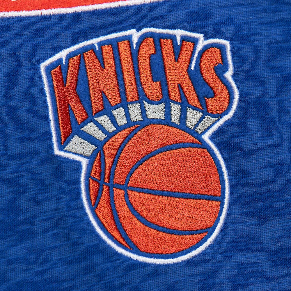 Blue New York Knicks Hardwood Classics Felt Applique Slub T-Shirt | NBA