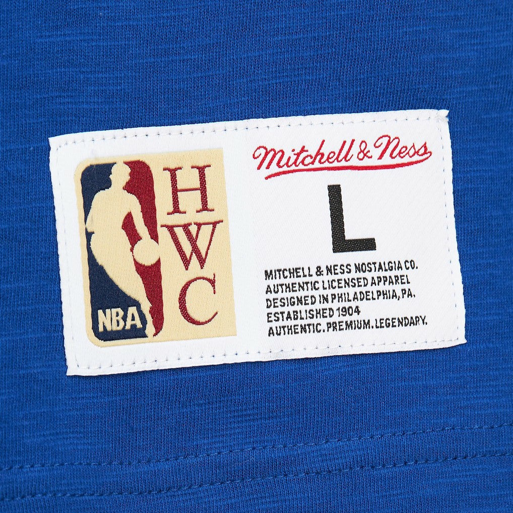 Blue New York Knicks Hardwood Classics Felt Applique Slub T-Shirt | NBA