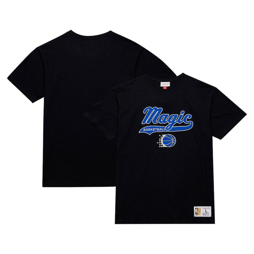 Black Orlando Magic Hardwood Classics Felt Applique Slub T-Shirt | NBA