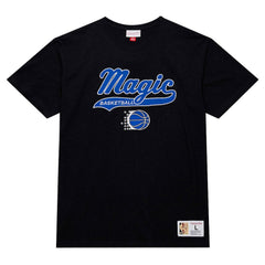 Black Orlando Magic Hardwood Classics Felt Applique Slub T-Shirt | NBA