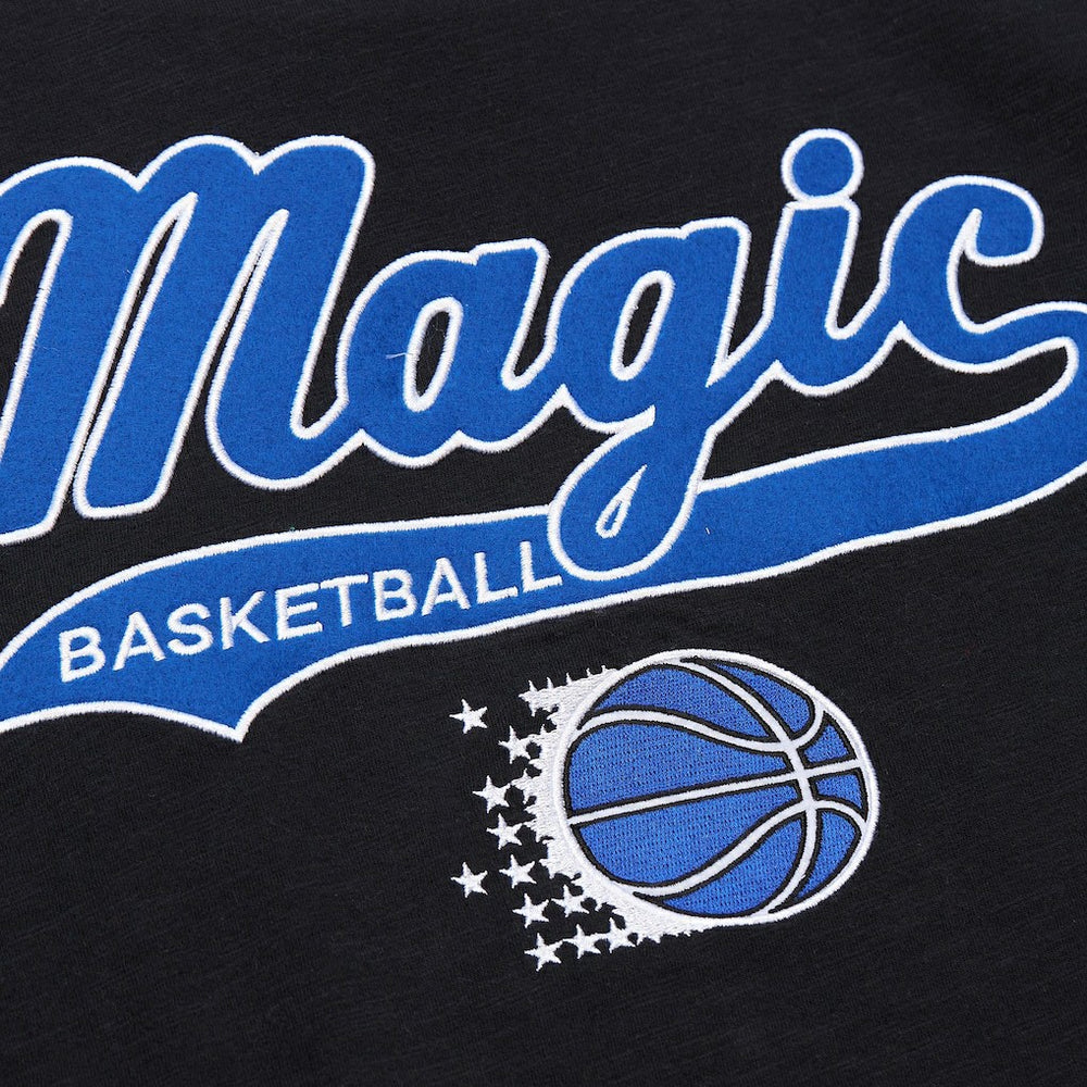 Black Orlando Magic Hardwood Classics Felt Applique Slub T-Shirt | NBA