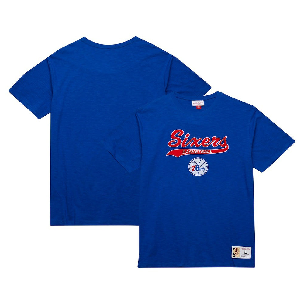 Royal Philadelphia 76ers Hardwood Classics Felt Applique Slub T-Shirt | NBA