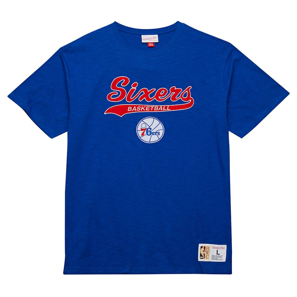 Royal Philadelphia 76ers Hardwood Classics Felt Applique Slub T-Shirt | NBA
