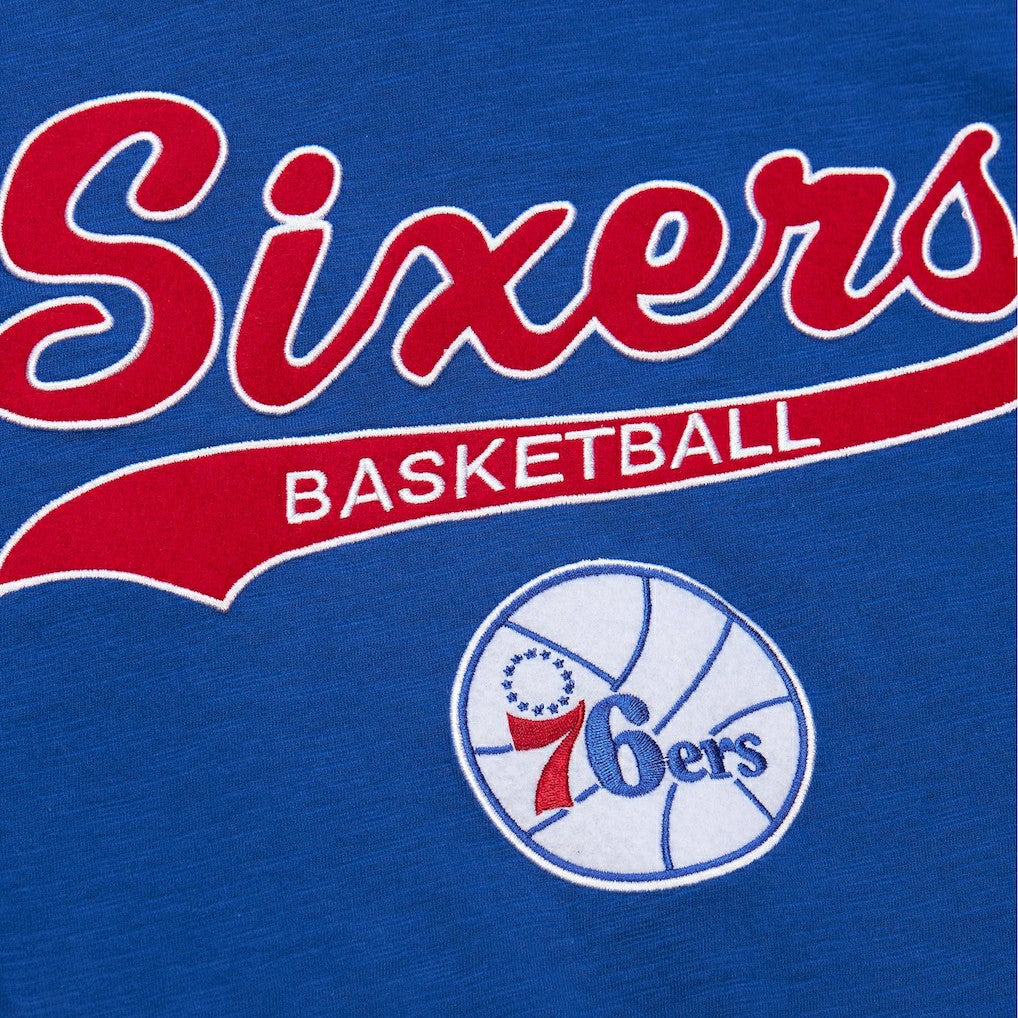Royal Philadelphia 76ers Hardwood Classics Felt Applique Slub T-Shirt | NBA