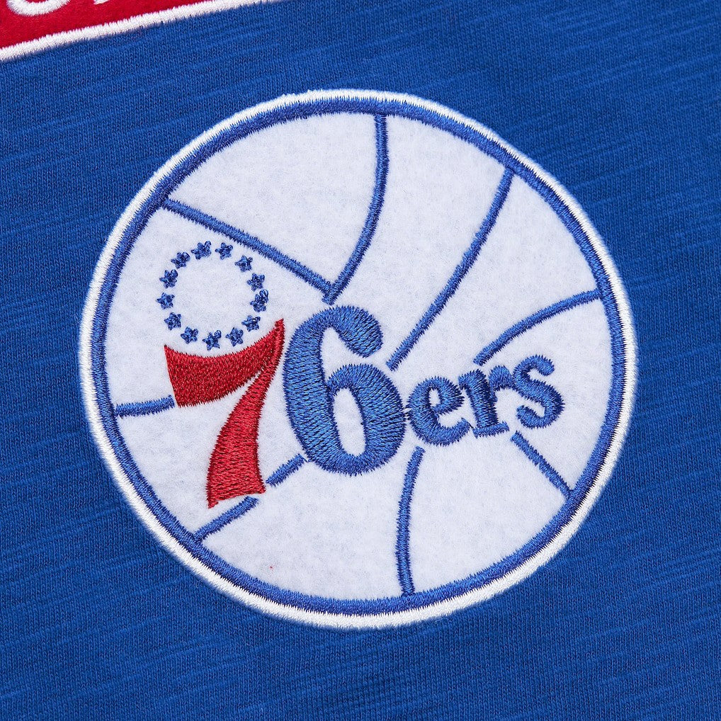 Royal Philadelphia 76ers Hardwood Classics Felt Applique Slub T-Shirt | NBA