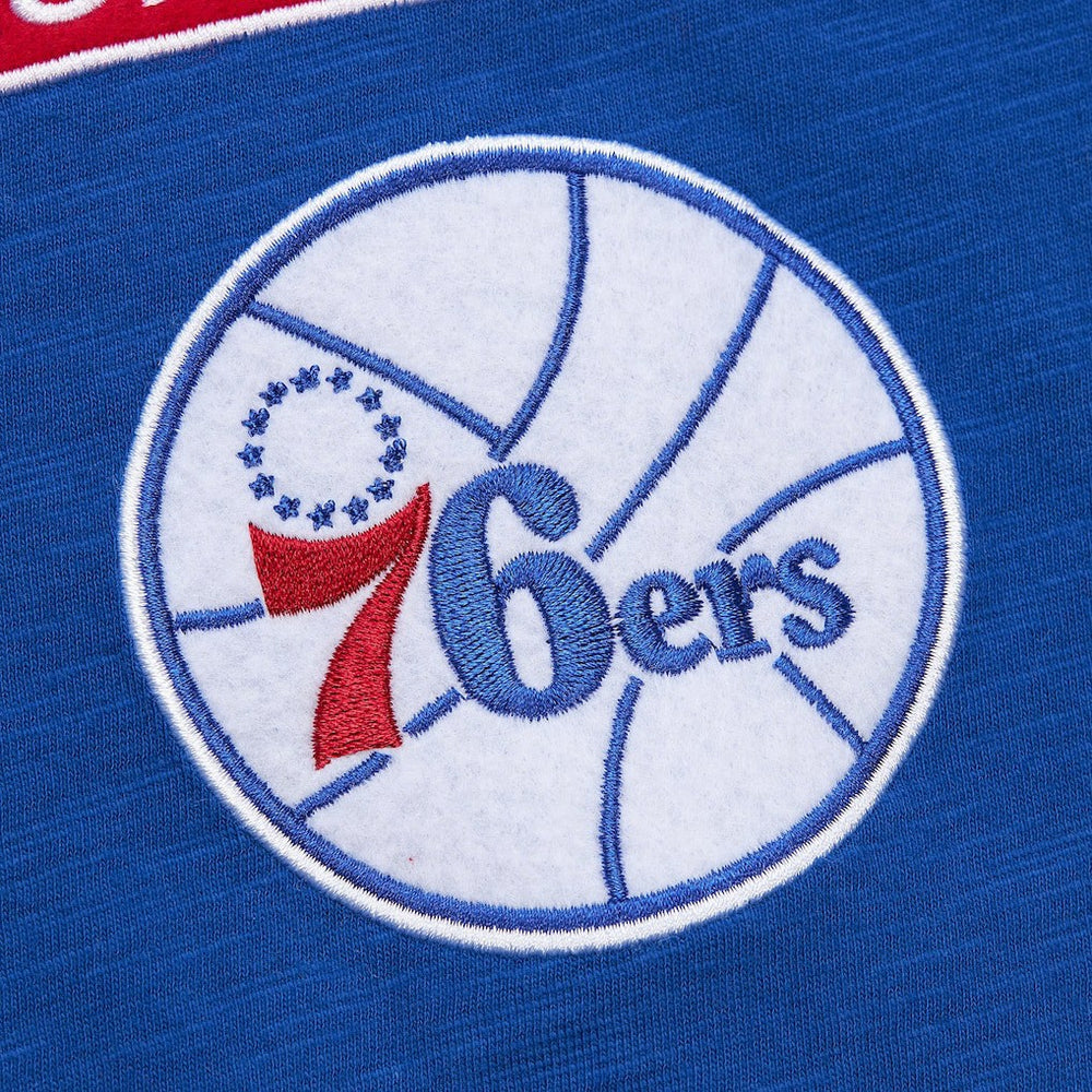 Royal Philadelphia 76ers Hardwood Classics Felt Applique Slub T-Shirt | NBA