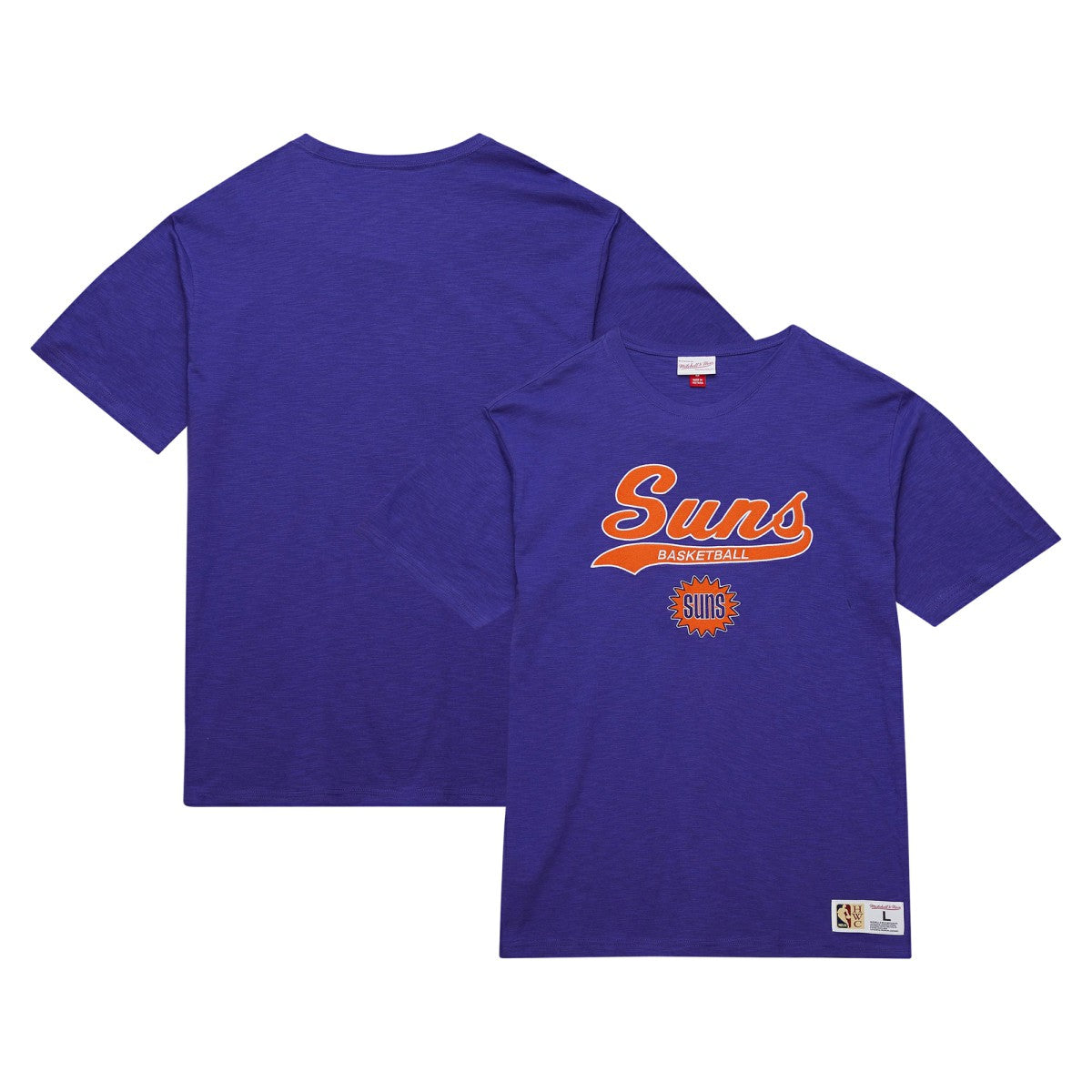 Purple Phoenix Suns Hardwood Classics Felt Applique Slub T-Shirt | NBA