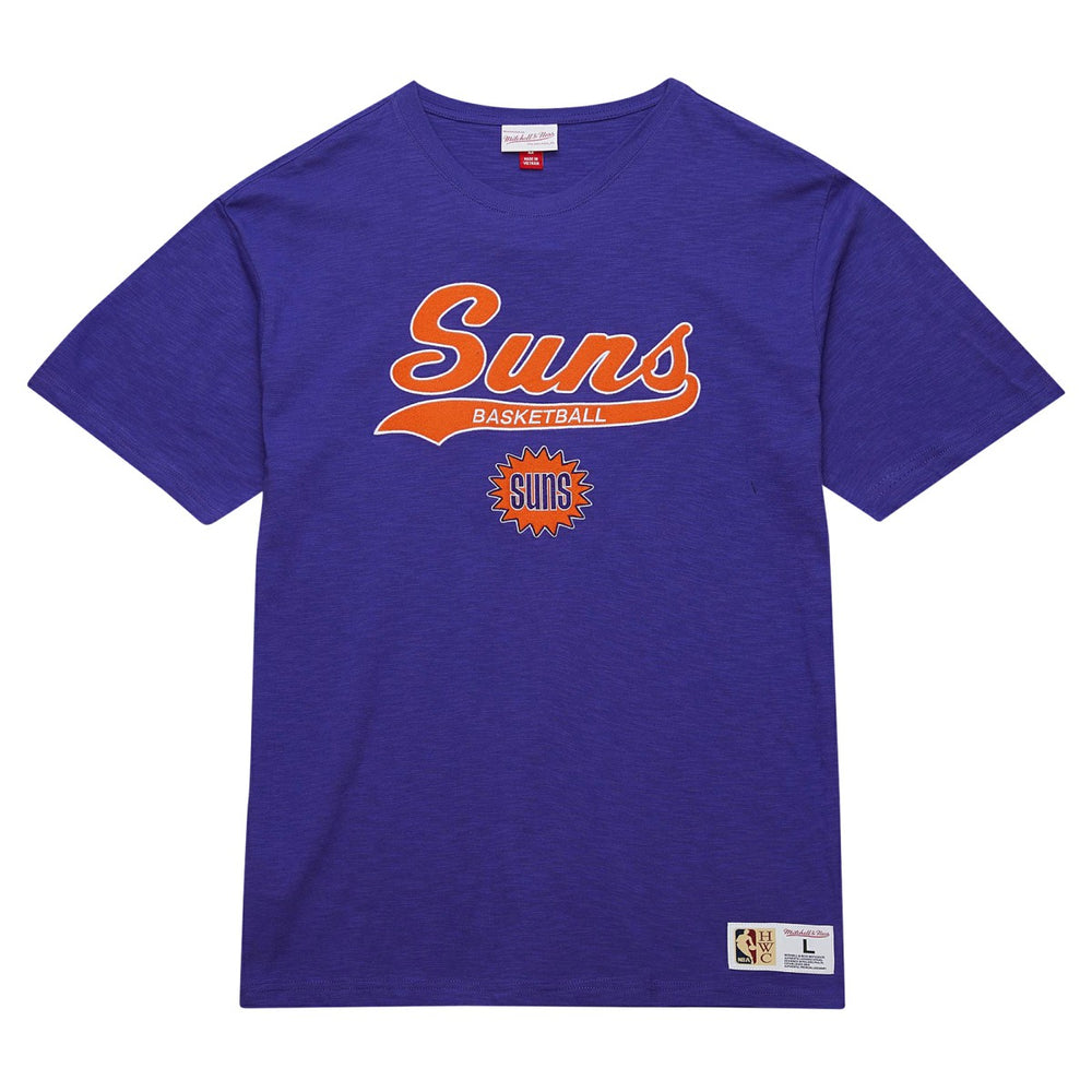 Purple Phoenix Suns Hardwood Classics Felt Applique Slub T-Shirt | NBA