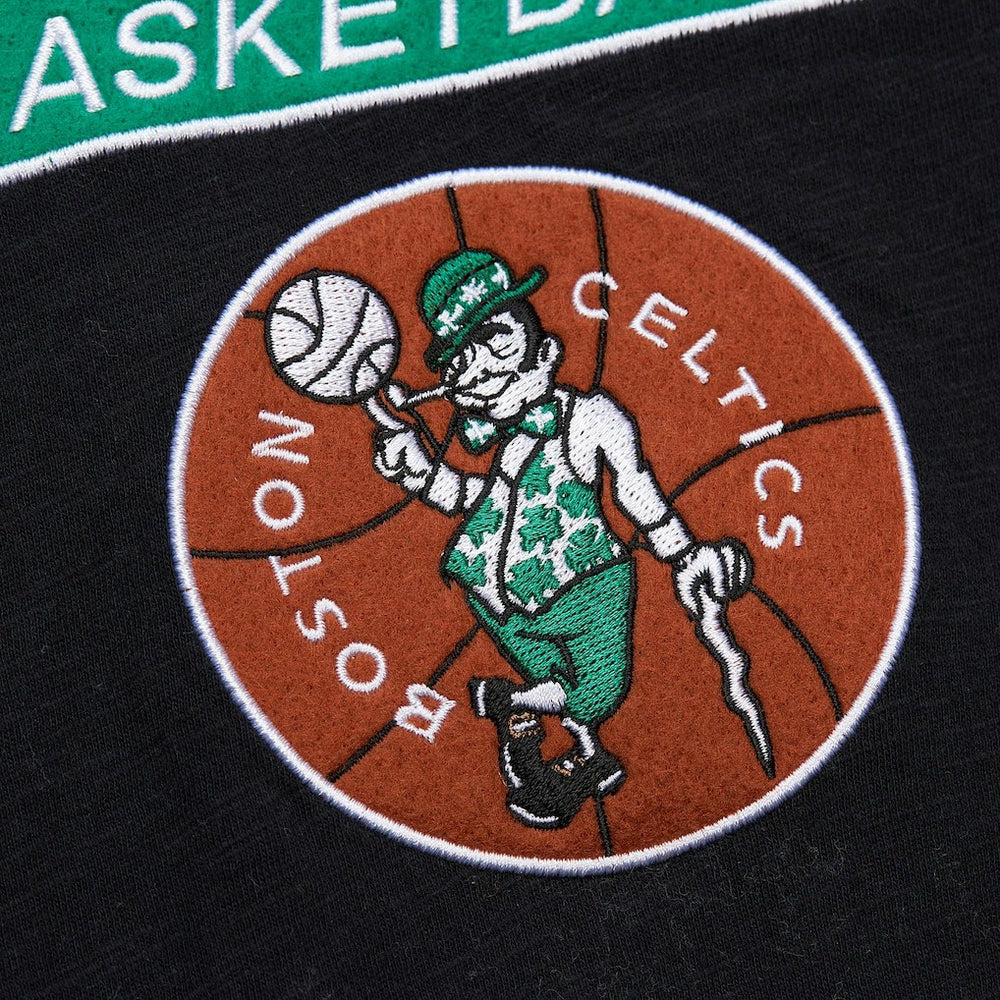 Black Boston Celtics Hardwood Classics Felt Applique Slub T-Shirt | NBA