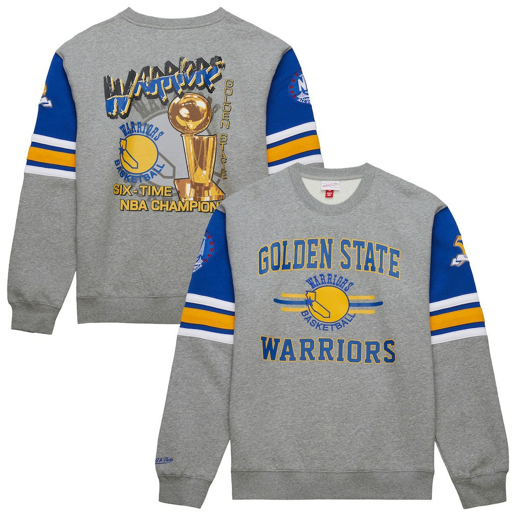 Heather Gray Golden State Warriors Hardwood Classics All Over 4.0 Pullover Sweatshirt sale | NBA