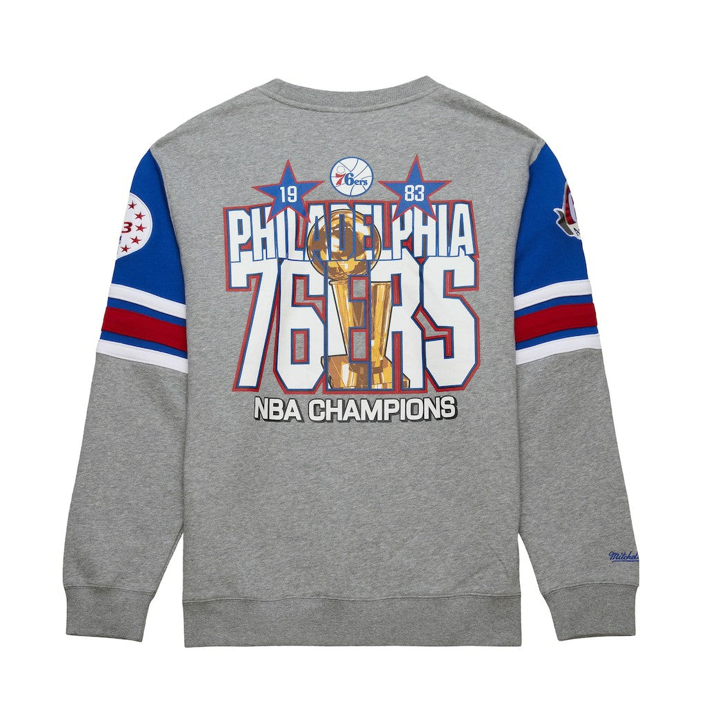 Heather Gray Philadelphia 76ers Hardwood Classics All Over 4.0 Pullover Sweatshirt | NBA