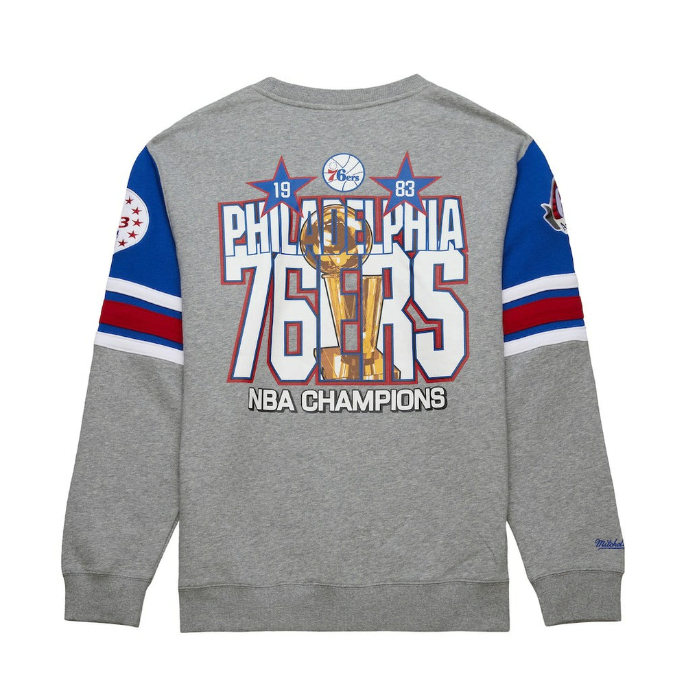 Heather Gray Philadelphia 76ers Hardwood Classics All Over 4.0 Pullover Sweatshirt | NBA