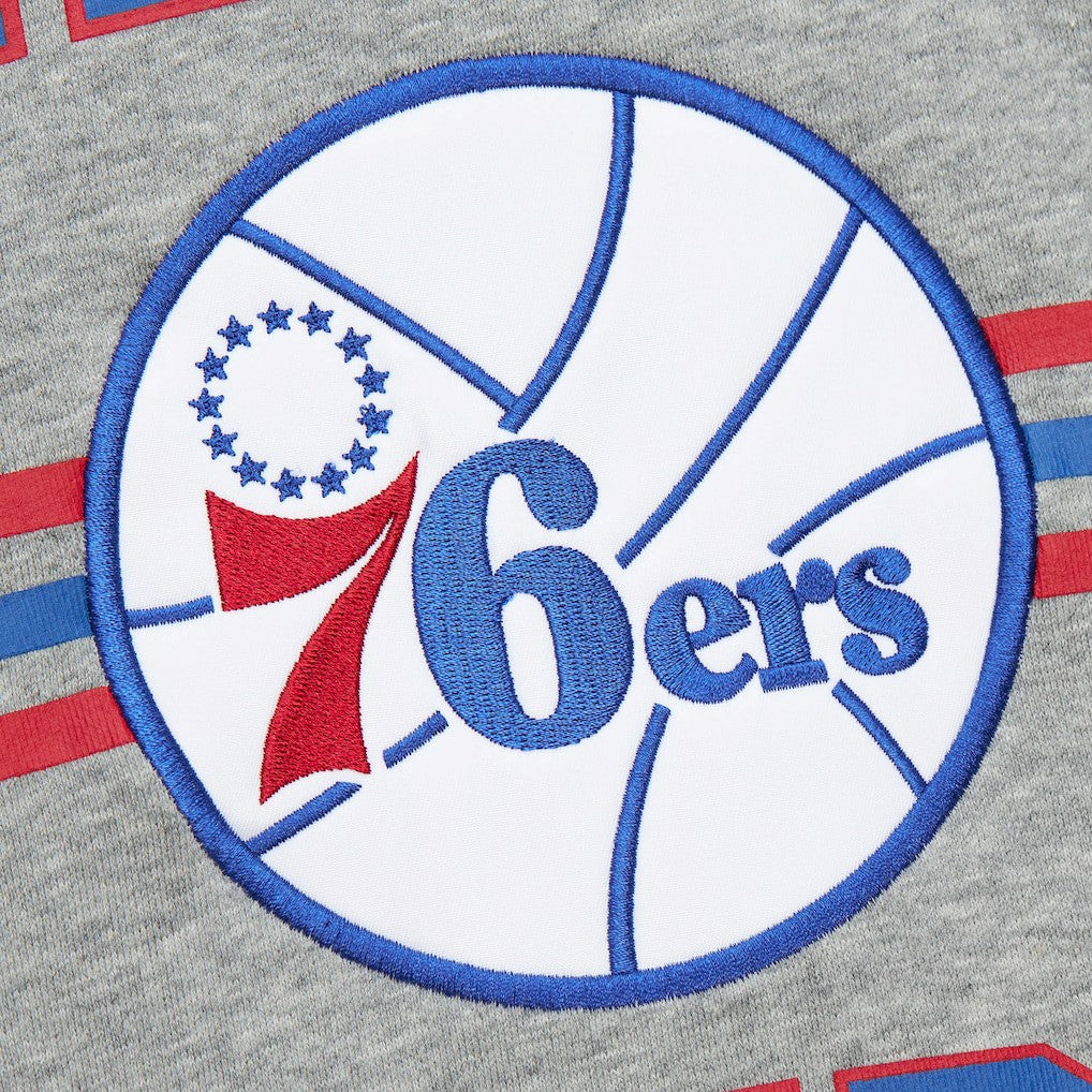 Heather Gray Philadelphia 76ers Hardwood Classics All Over 4.0 Pullover Sweatshirt | NBA