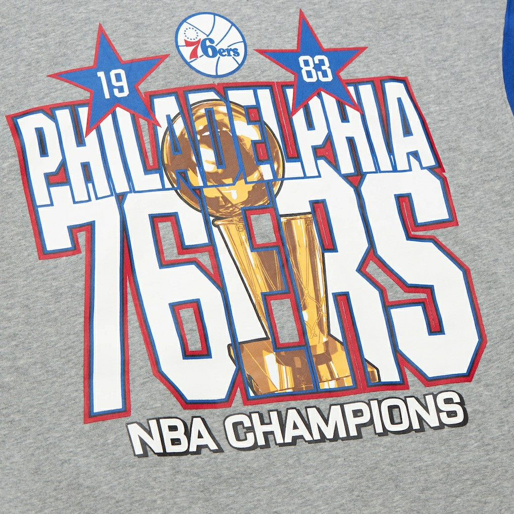Heather Gray Philadelphia 76ers Hardwood Classics All Over 4.0 Pullover Sweatshirt | NBA