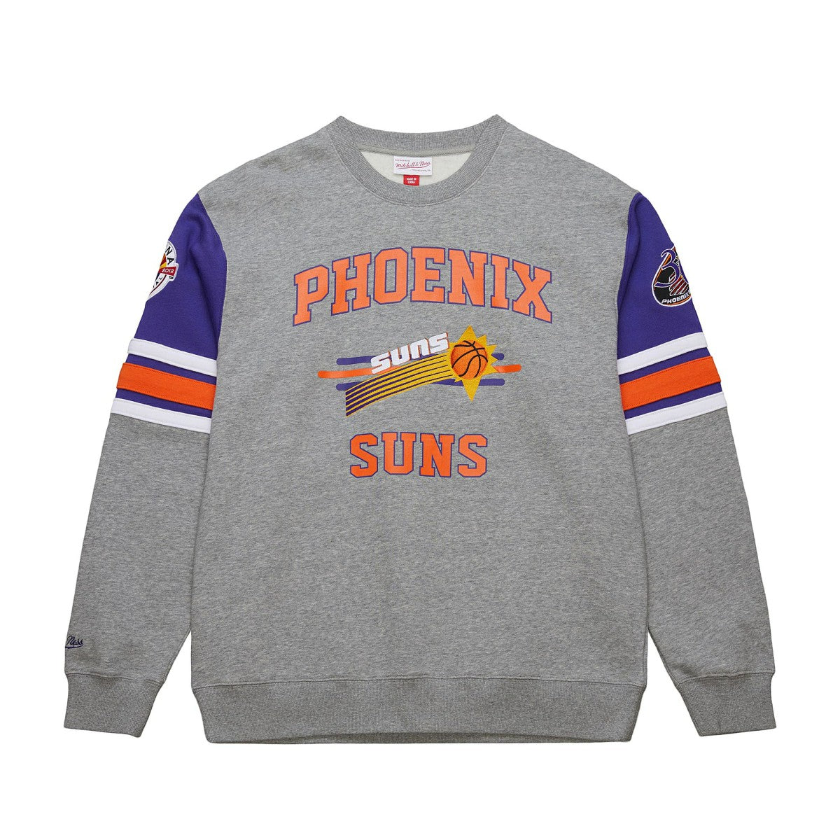 Heather Gray Phoenix Suns Hardwood Classics All Over 4.0 Pullover Sweatshirt | NBA