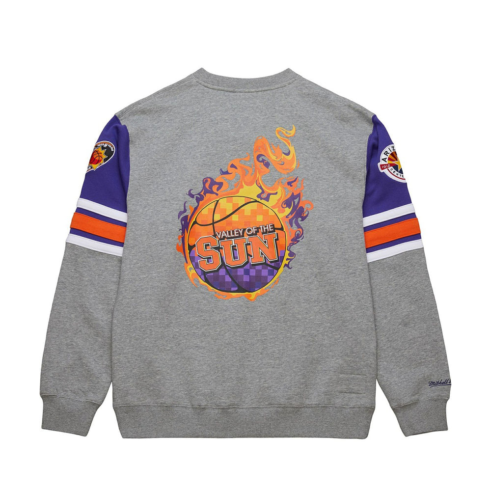 Heather Gray Phoenix Suns Hardwood Classics All Over 4.0 Pullover Sweatshirt | NBA