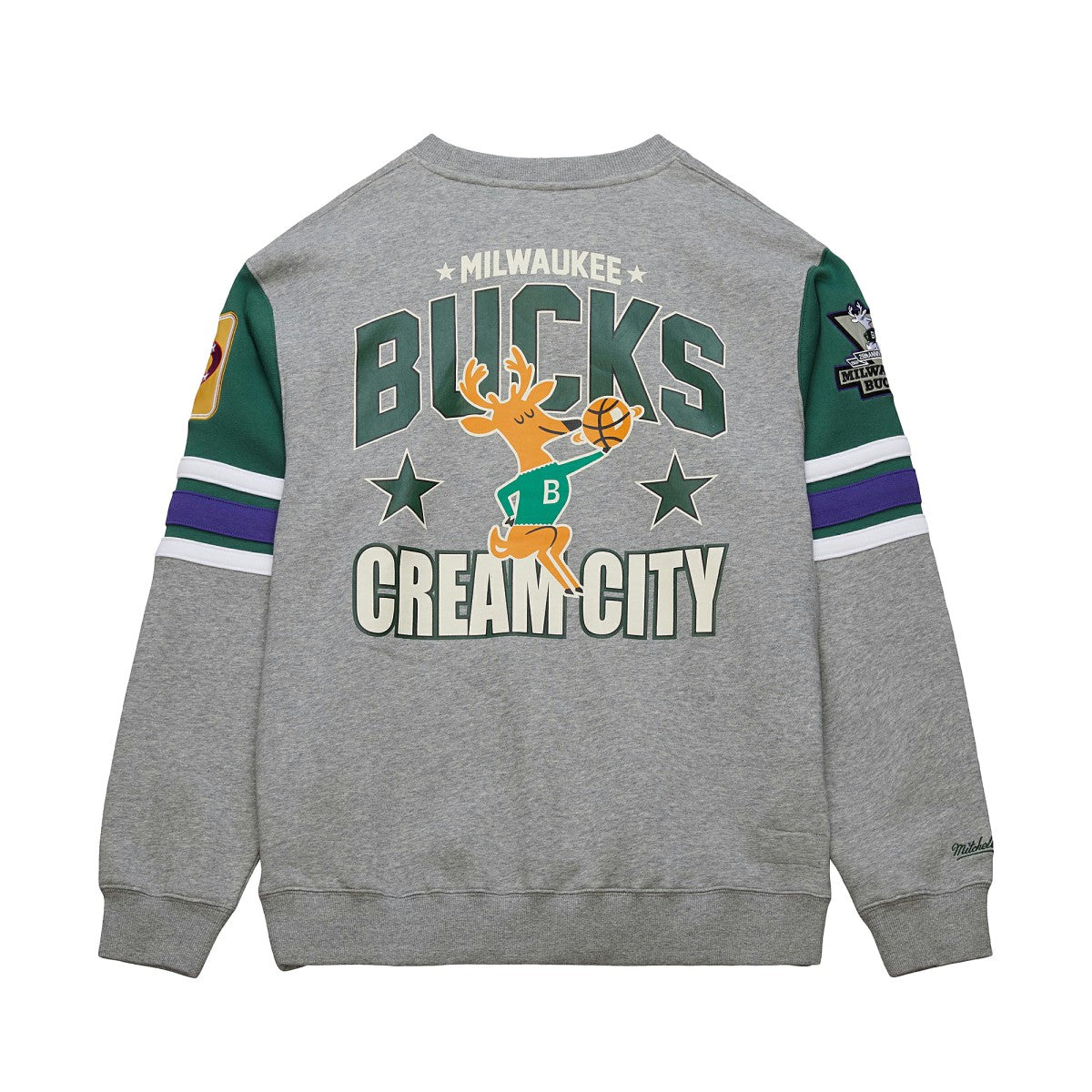 Heather Gray Milwaukee Bucks Hardwood Classics All Over 4.0 Pullover Sweatshirt | NBA