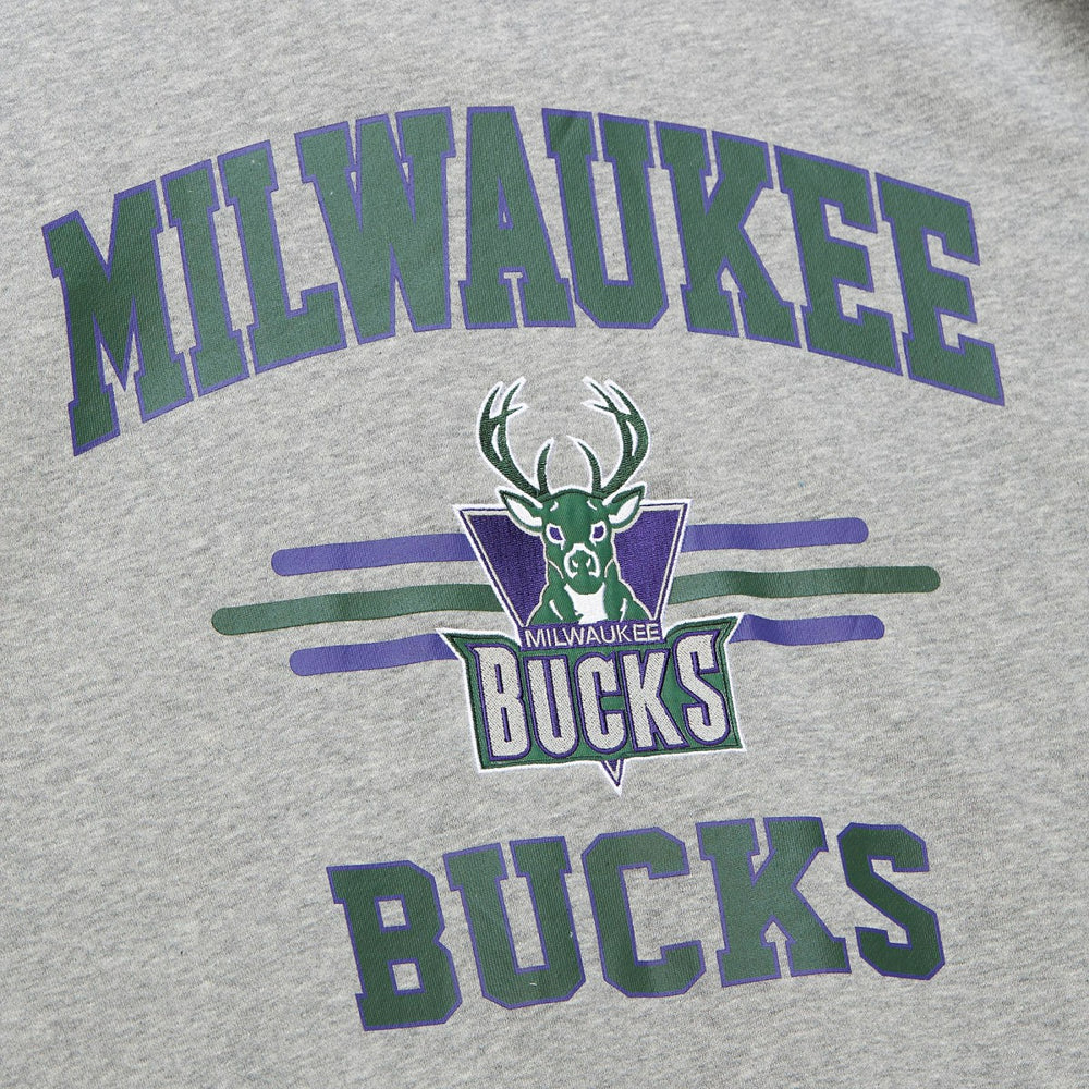 Heather Gray Milwaukee Bucks Hardwood Classics All Over 4.0 Pullover Sweatshirt | NBA