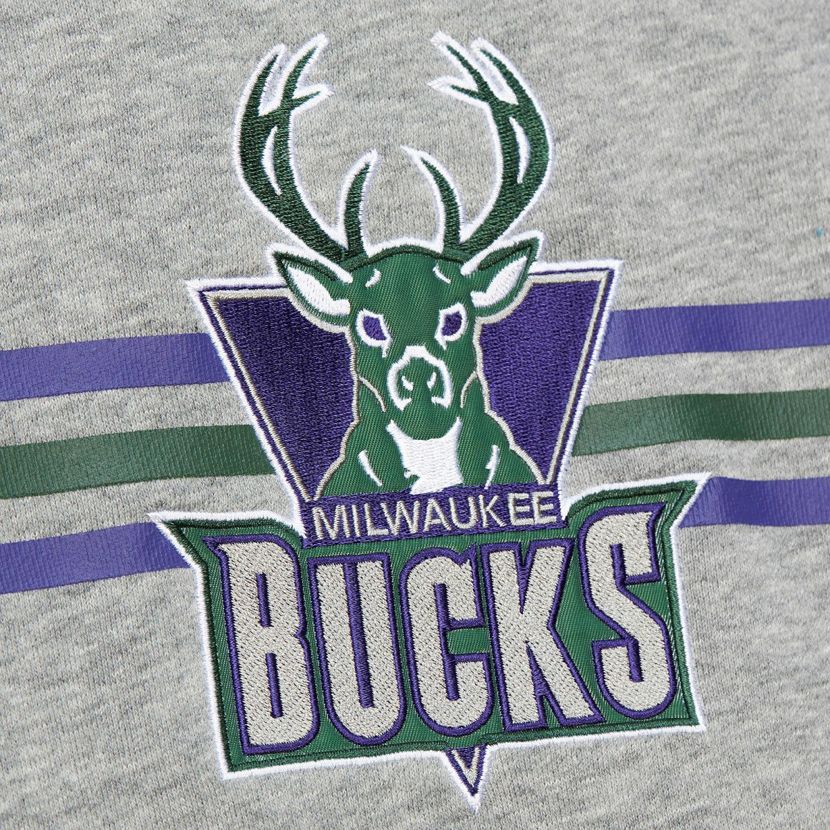 Heather Gray Milwaukee Bucks Hardwood Classics All Over 4.0 Pullover Sweatshirt | NBA