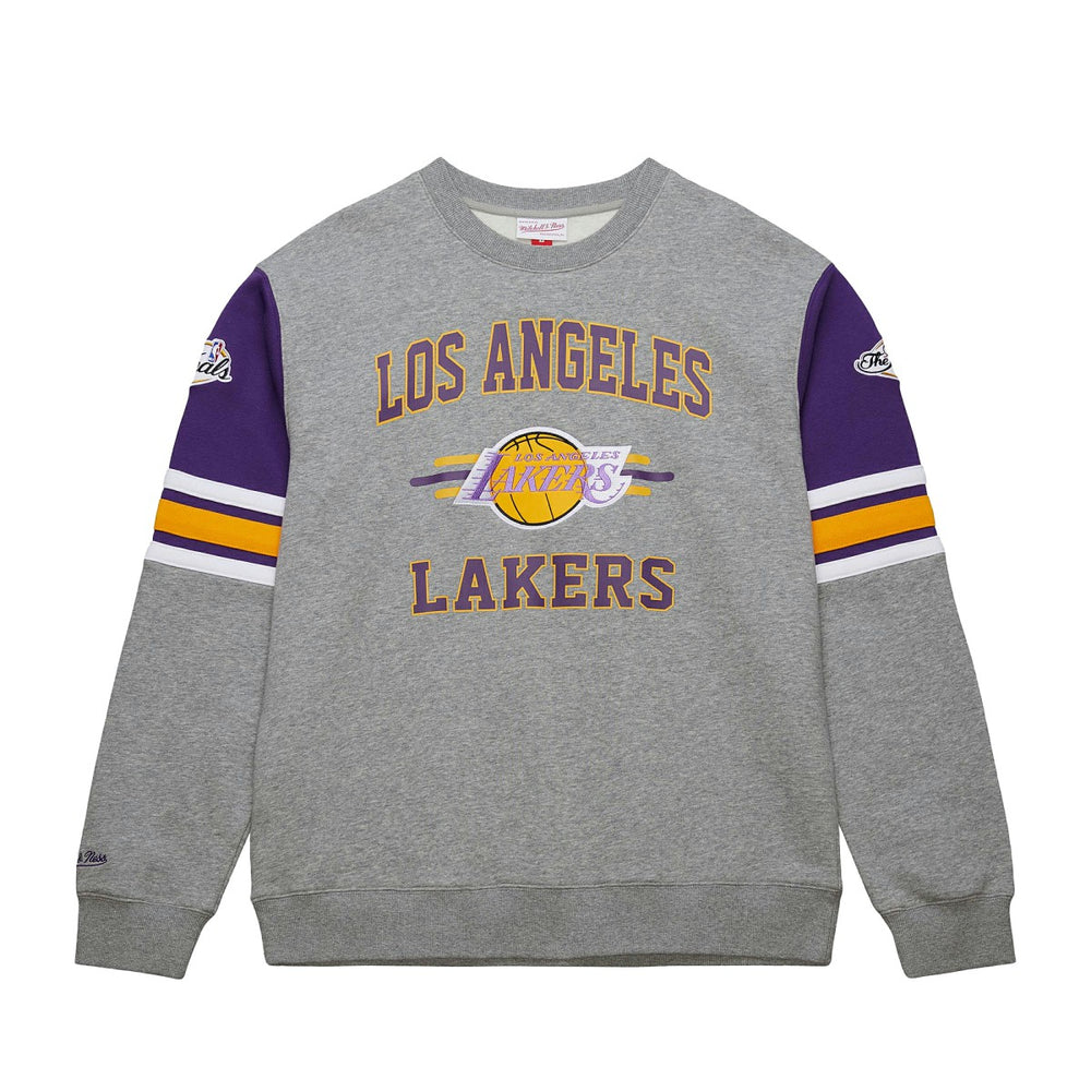 Heather Gray Los Angeles Lakers Hardwood Classics All Over 4.0 Pullover Sweatshirt | NBA
