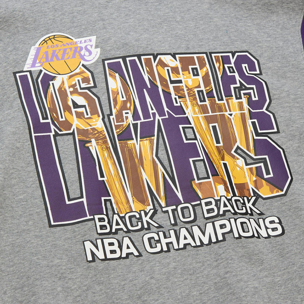 Heather Gray Los Angeles Lakers Hardwood Classics All Over 4.0 Pullover Sweatshirt | NBA