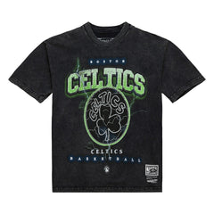 Black Boston Celtics Unisex Hardwood Classics Vintage Voltage Premium Heavyweight T-Shirt | NBA