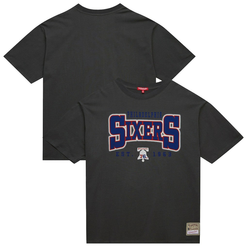 Charcoal Philadelphia 76ers Women's Hardwood Classics Oversized Boyfriend T-Shirt | NBA