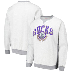 Heather Gray Milwaukee Bucks Vintage Logo Pullover Sweatshirt | NBA