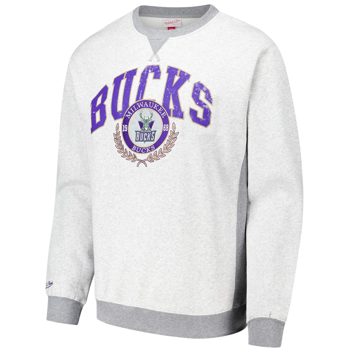 Heather Gray Milwaukee Bucks Vintage Logo Pullover Sweatshirt | NBA