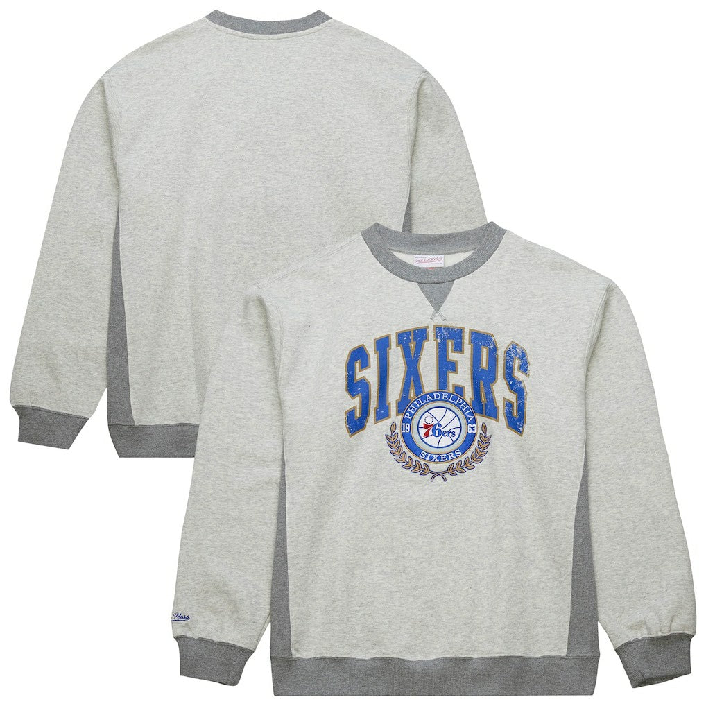 Heather Gray Philadelphia 76ers Vintage Logo Pullover Sweatshirt | NBA